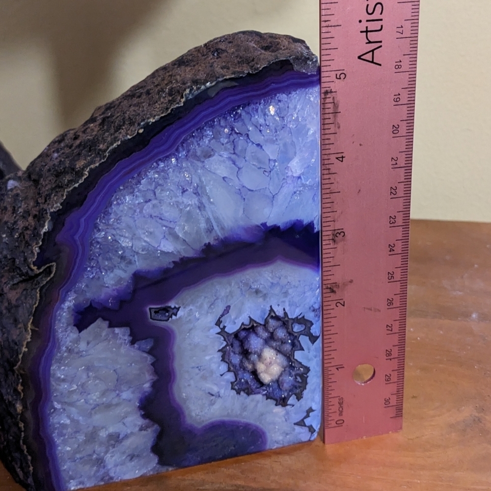 Purple Agate Geode Sections Bookends 2pcs, Large w/ Lots of Sparkly Druzy! - Picture 7 of 13